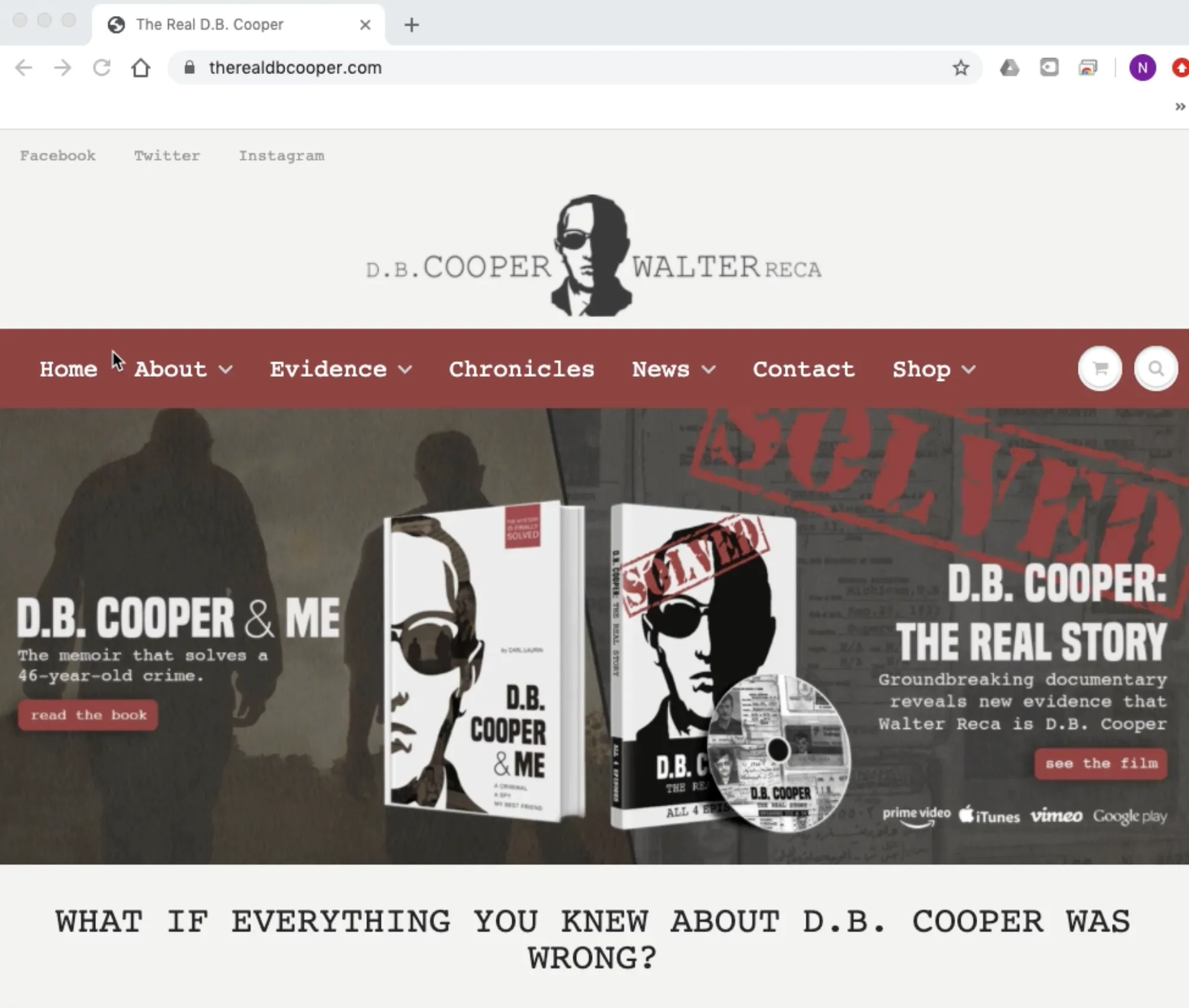 The Real D.B. Cooper e-commerce website design