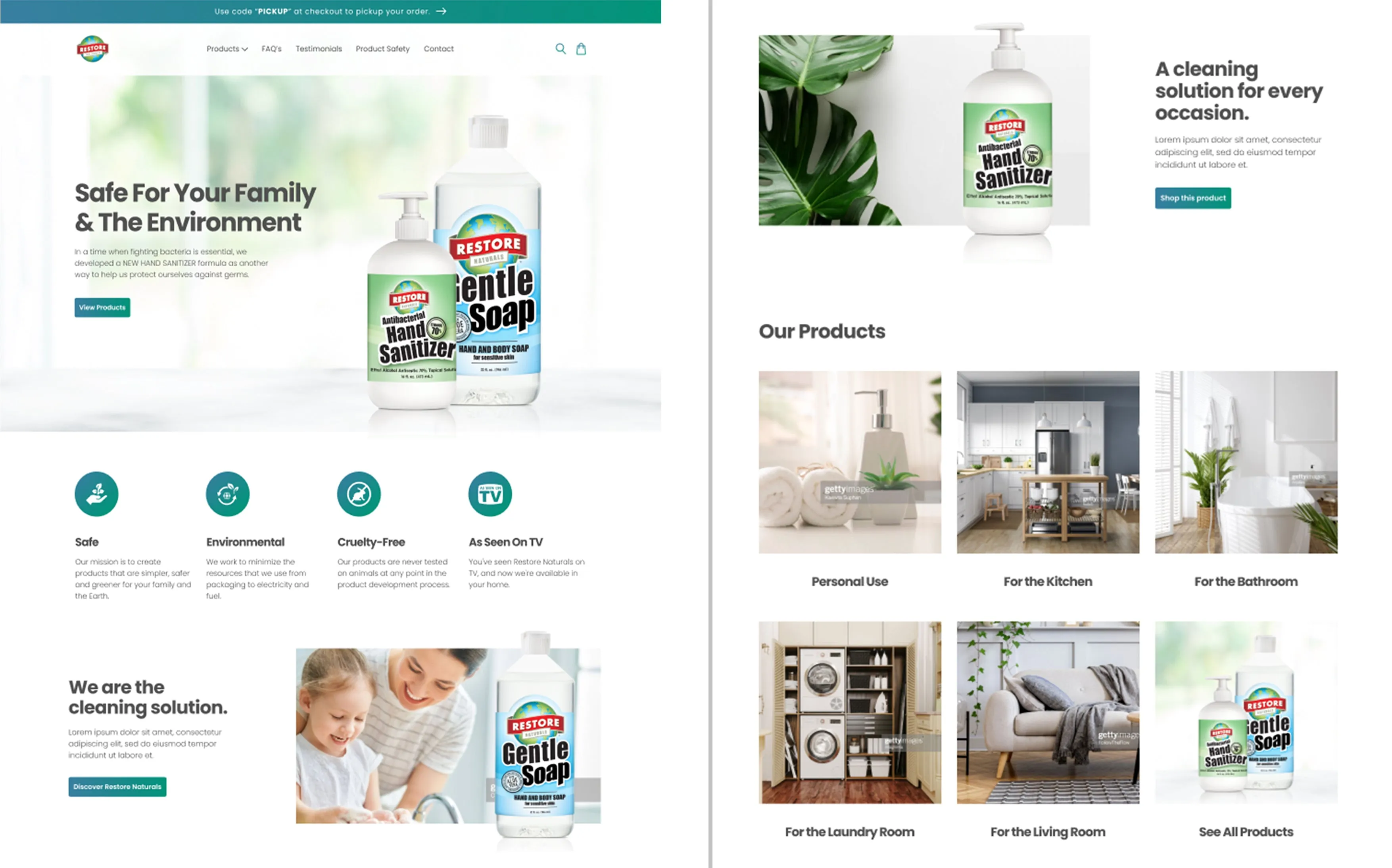 Restore Naturals redesigned e-commerce website